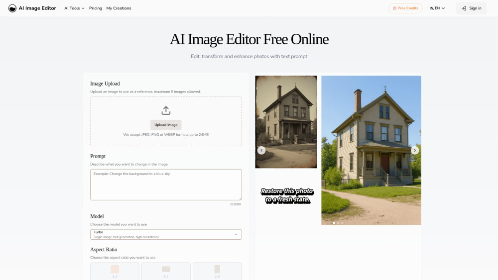 Ai Image Editor 1 website screenshot