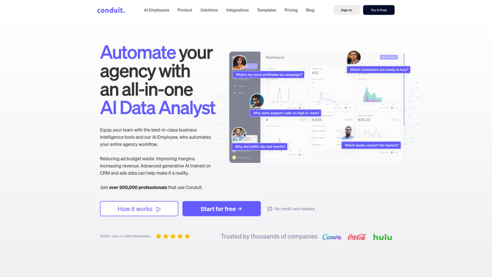 Conduit App website screenshot