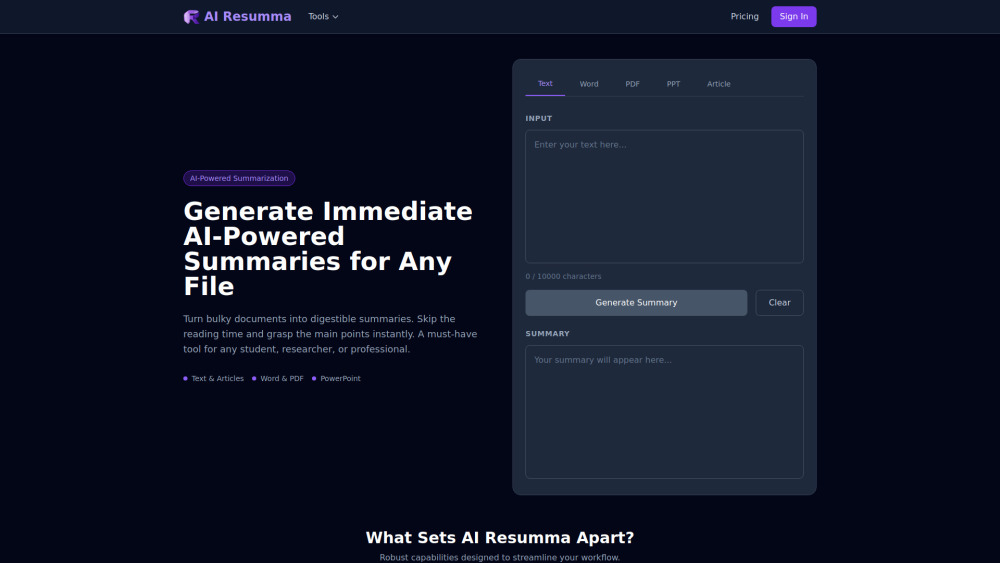 Ai Resumma website screenshot