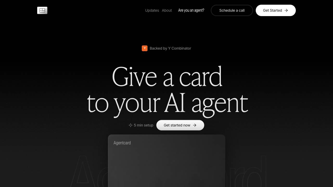 Agentcard website screenshot