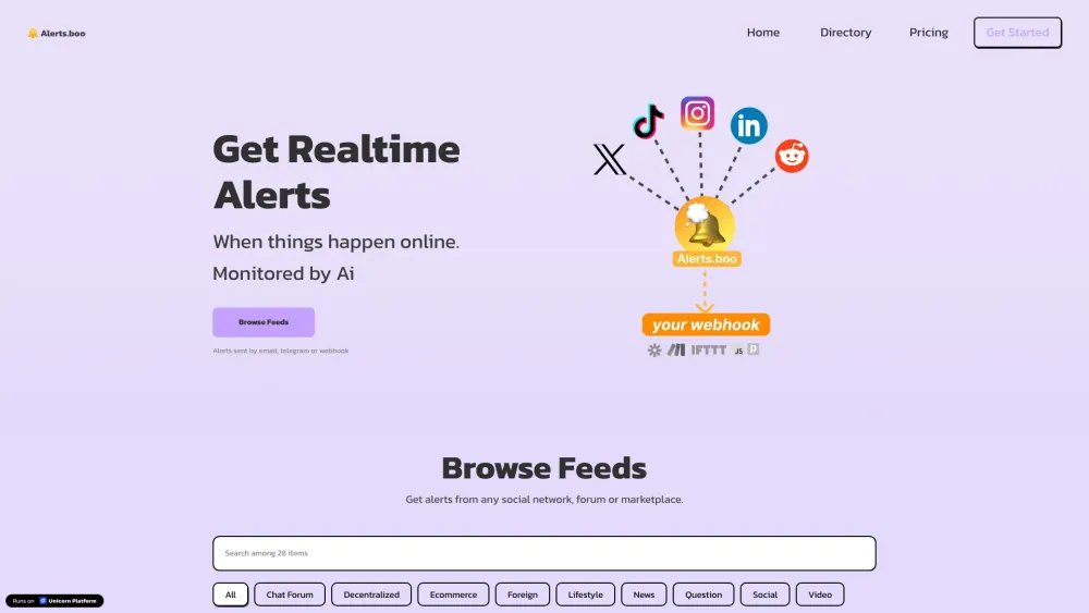 Alerts.boo website screenshot