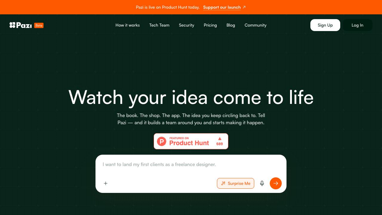 Pazi website screenshot