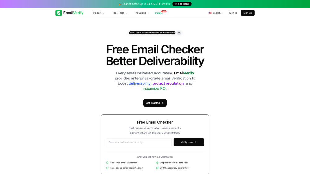 Emailverify Ai website screenshot