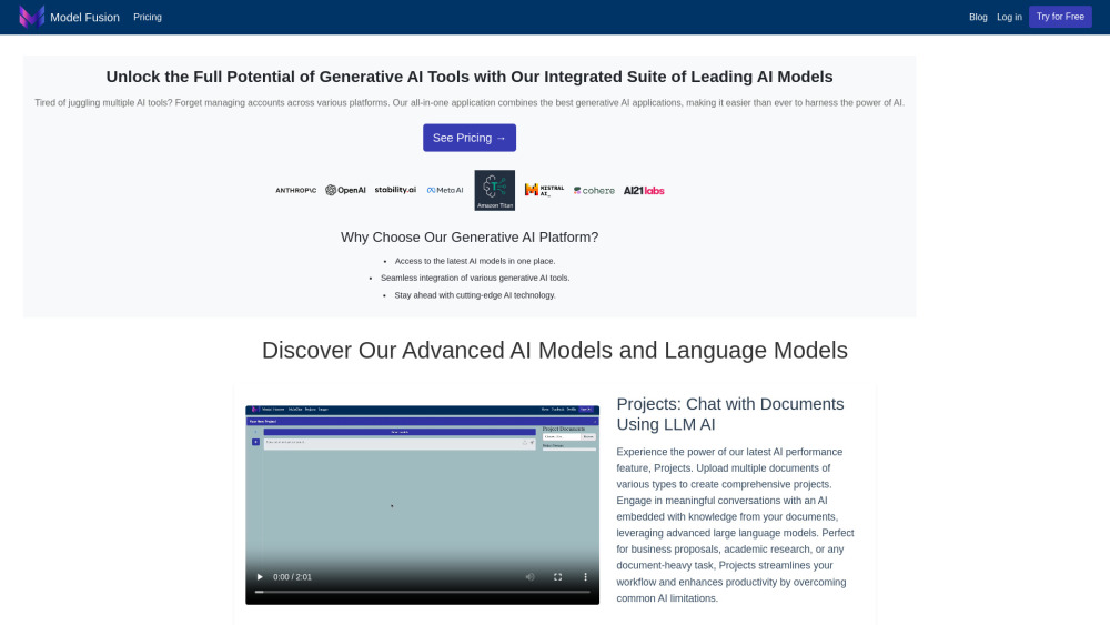 Modelfusion website screenshot