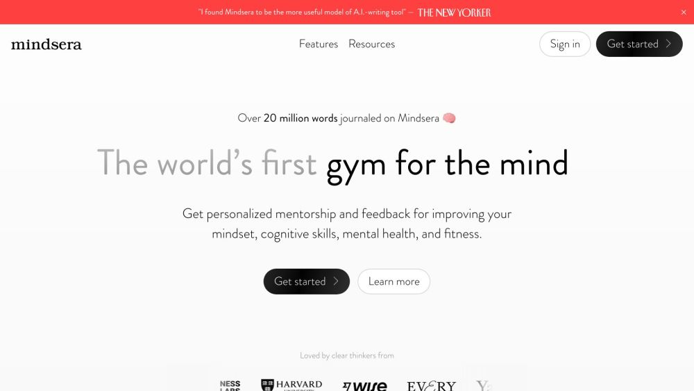 Mindsera website screenshot
