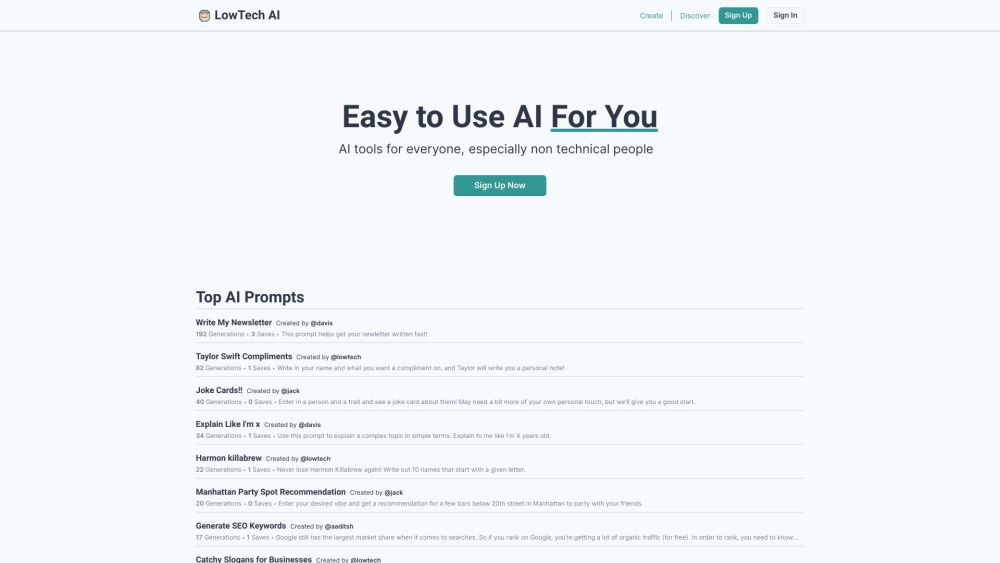 Lowtech Ai website screenshot