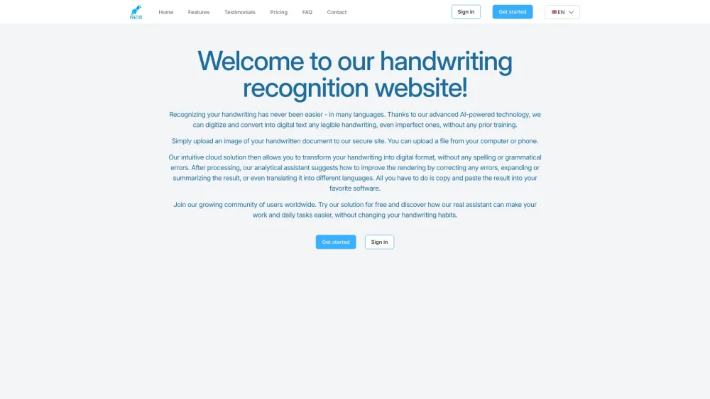 Pen2Txt website screenshot