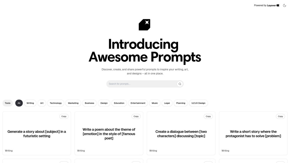 Awesome Prompts website screenshot