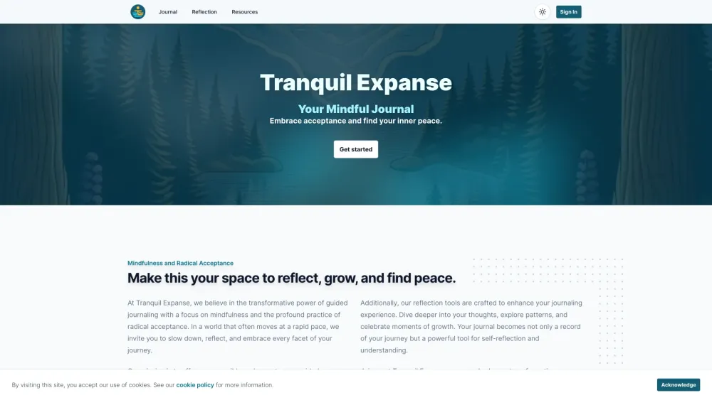 Tranquil Expanse website screenshot