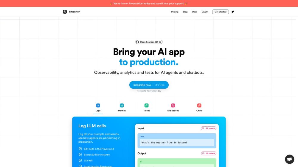 Llmonitor website screenshot