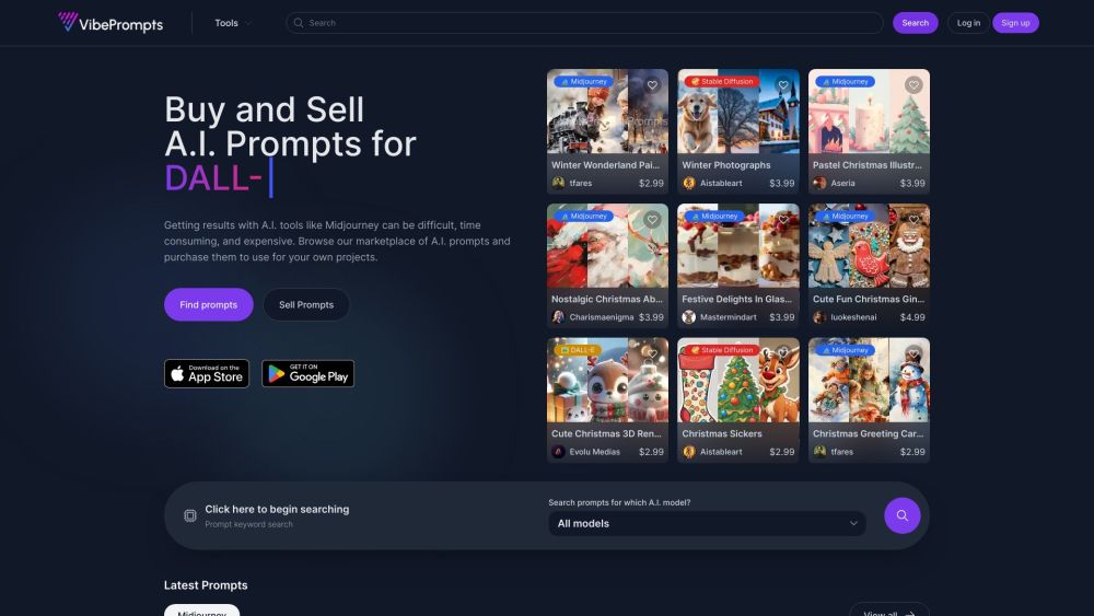 Vibeprompts Com website screenshot