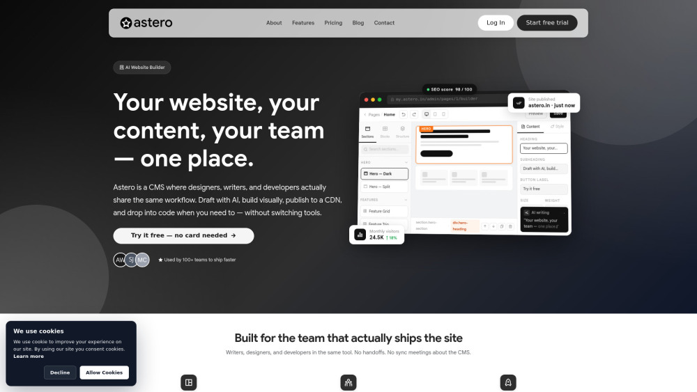 Astero Ai Website Builder V1 website screenshot