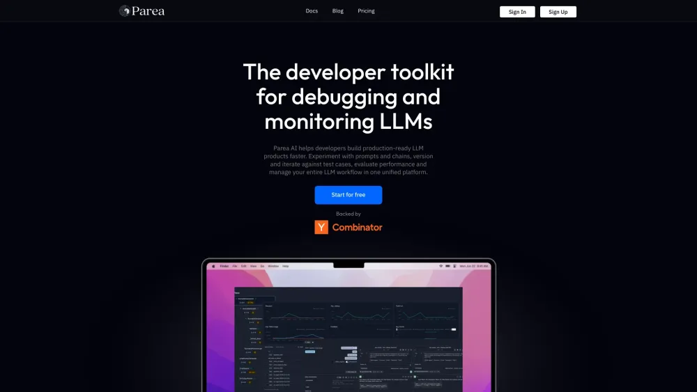 Parea Ai website screenshot