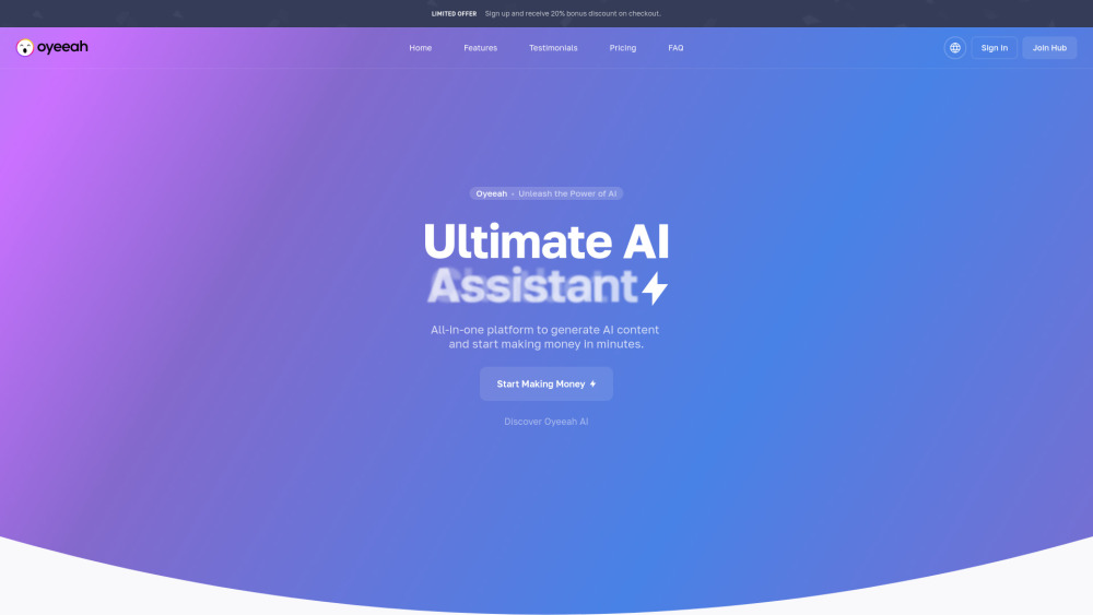 Oyeeah website screenshot