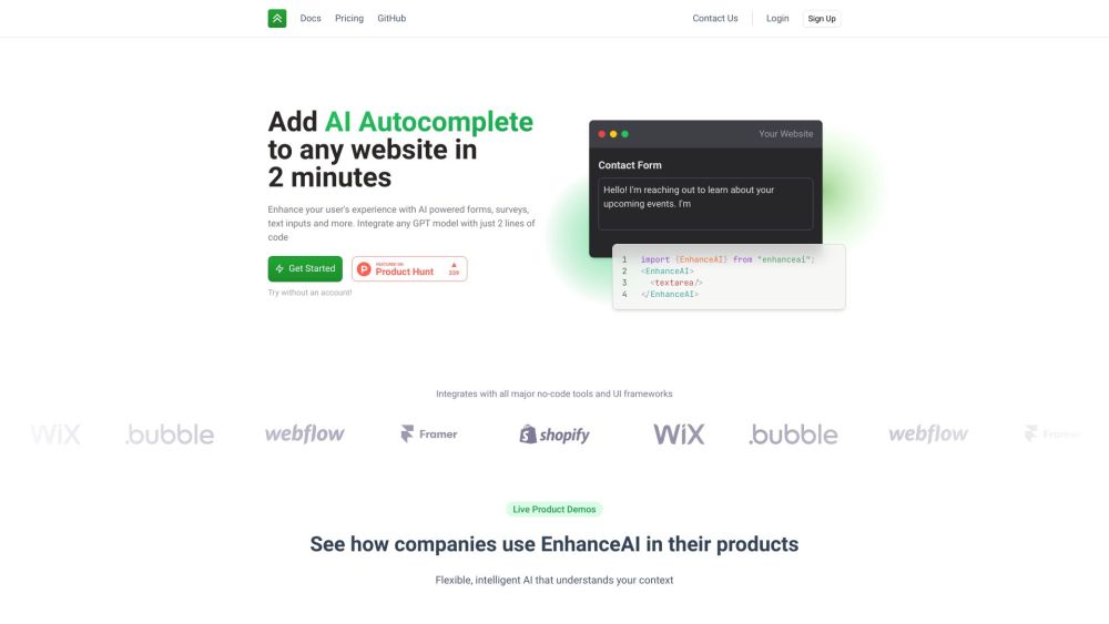 Enhanceai website screenshot