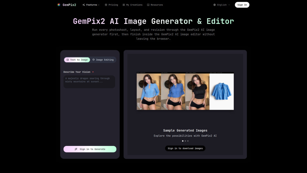 GemPix2 AI website screenshot