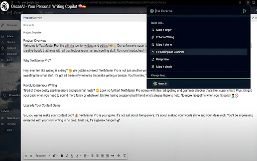Oscarai Your Personal Writing Copilot website screenshot