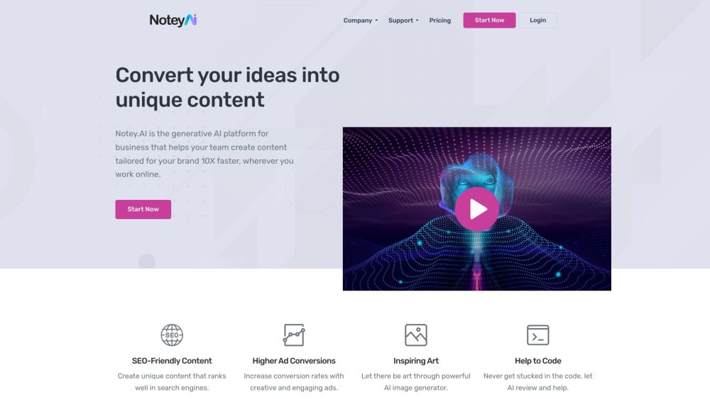 Notey AI website screenshot