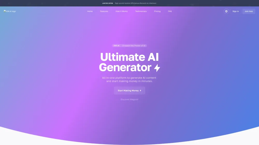 Xw Ai website screenshot