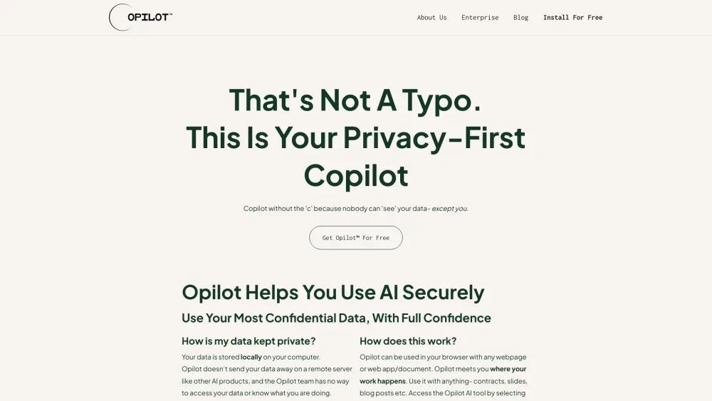 Opilot Alpha website screenshot