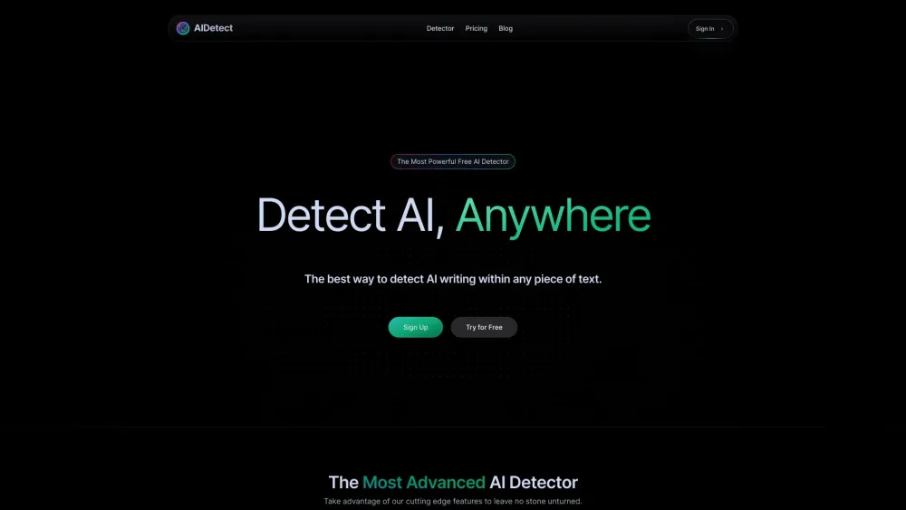 Ai Detect website screenshot