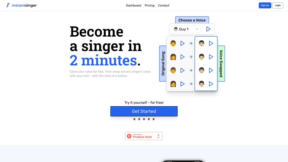 Instant Singer website screenshot