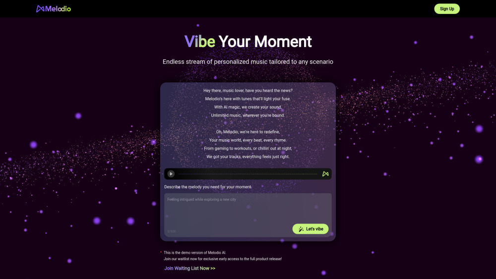 Melodio Ai website screenshot