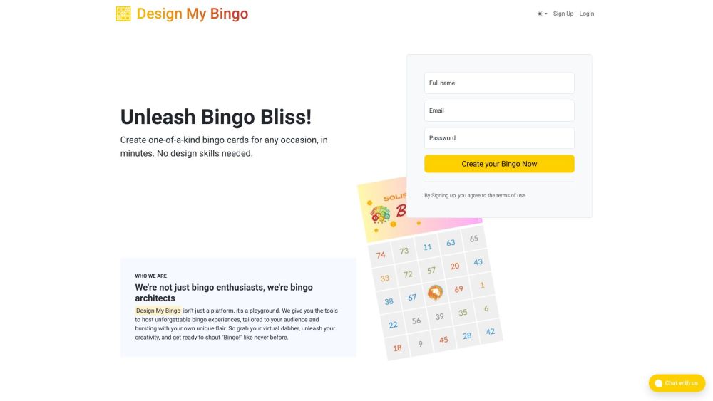 Design My Bingo website screenshot