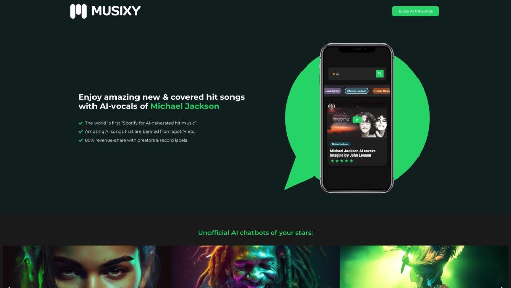 Musixy Ai website screenshot