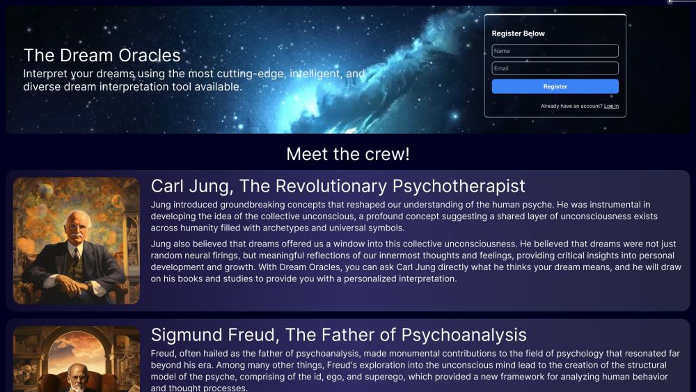 Dream Oracles website screenshot