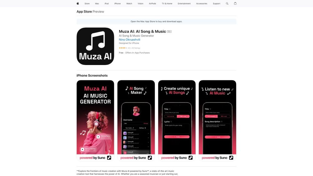 Muza AI website screenshot