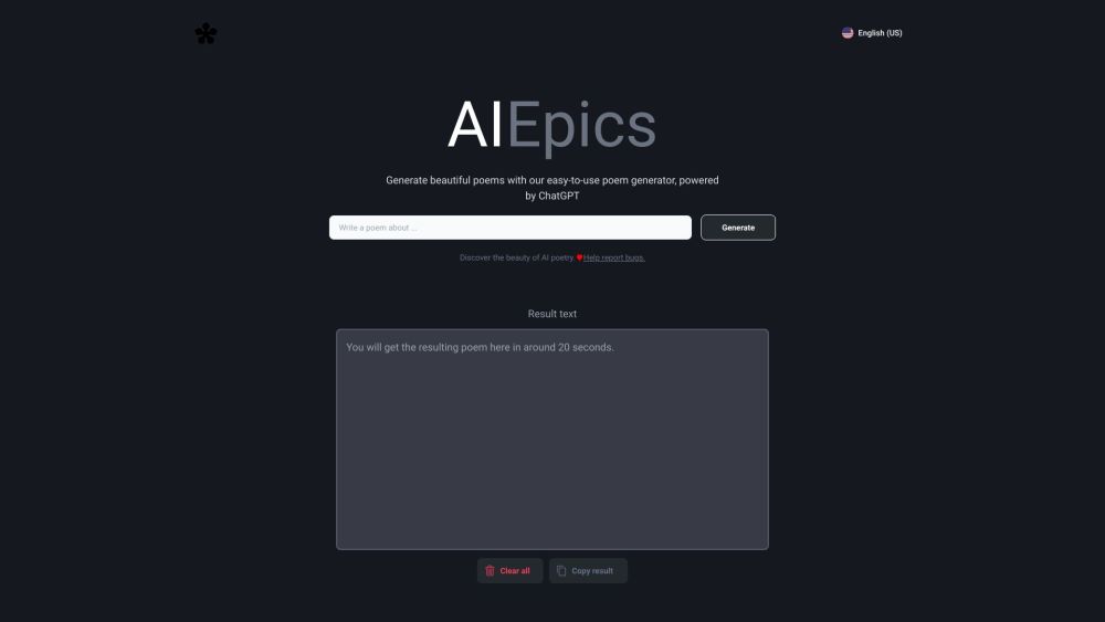 Poem Generator website screenshot