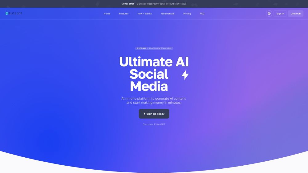 Elitegpt website screenshot