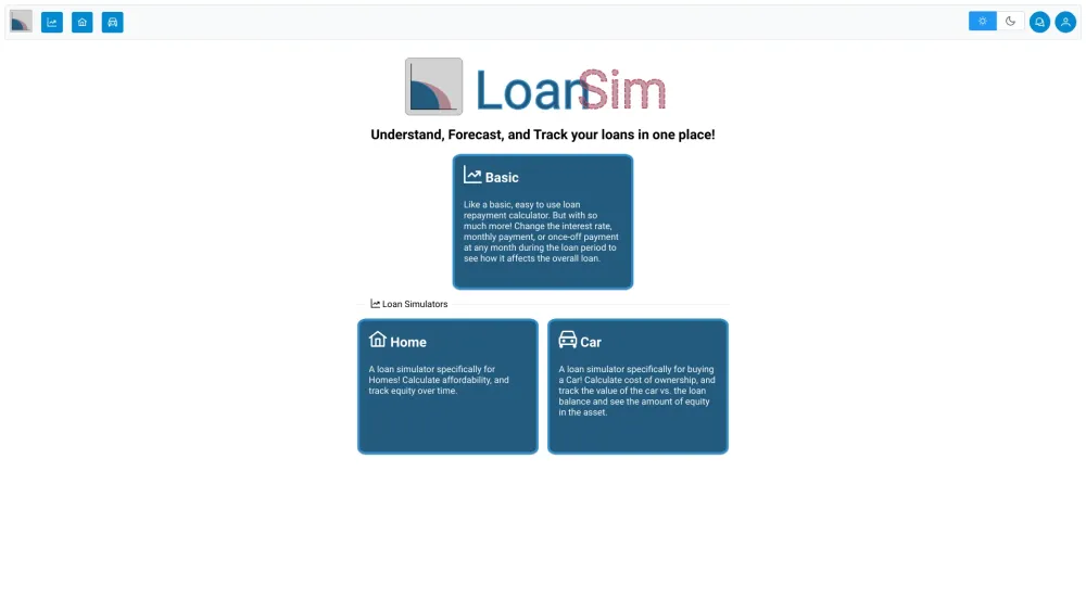 LoanSim website screenshot