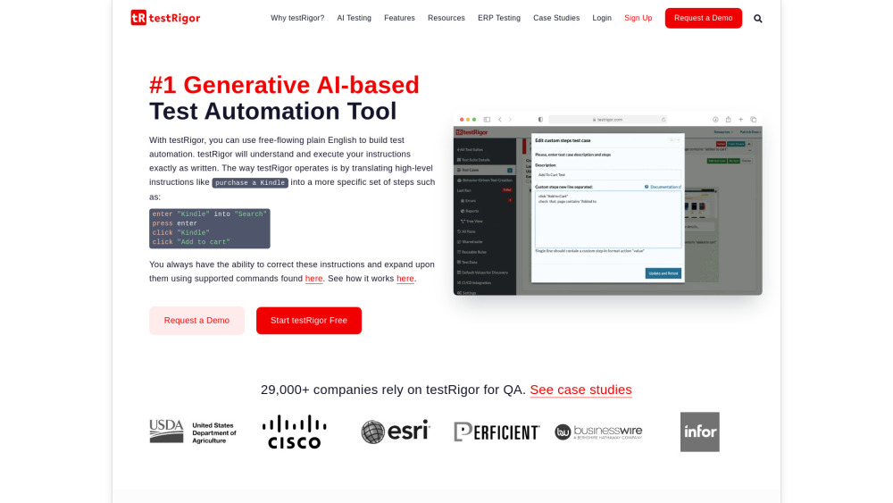 Testrigor Com website screenshot