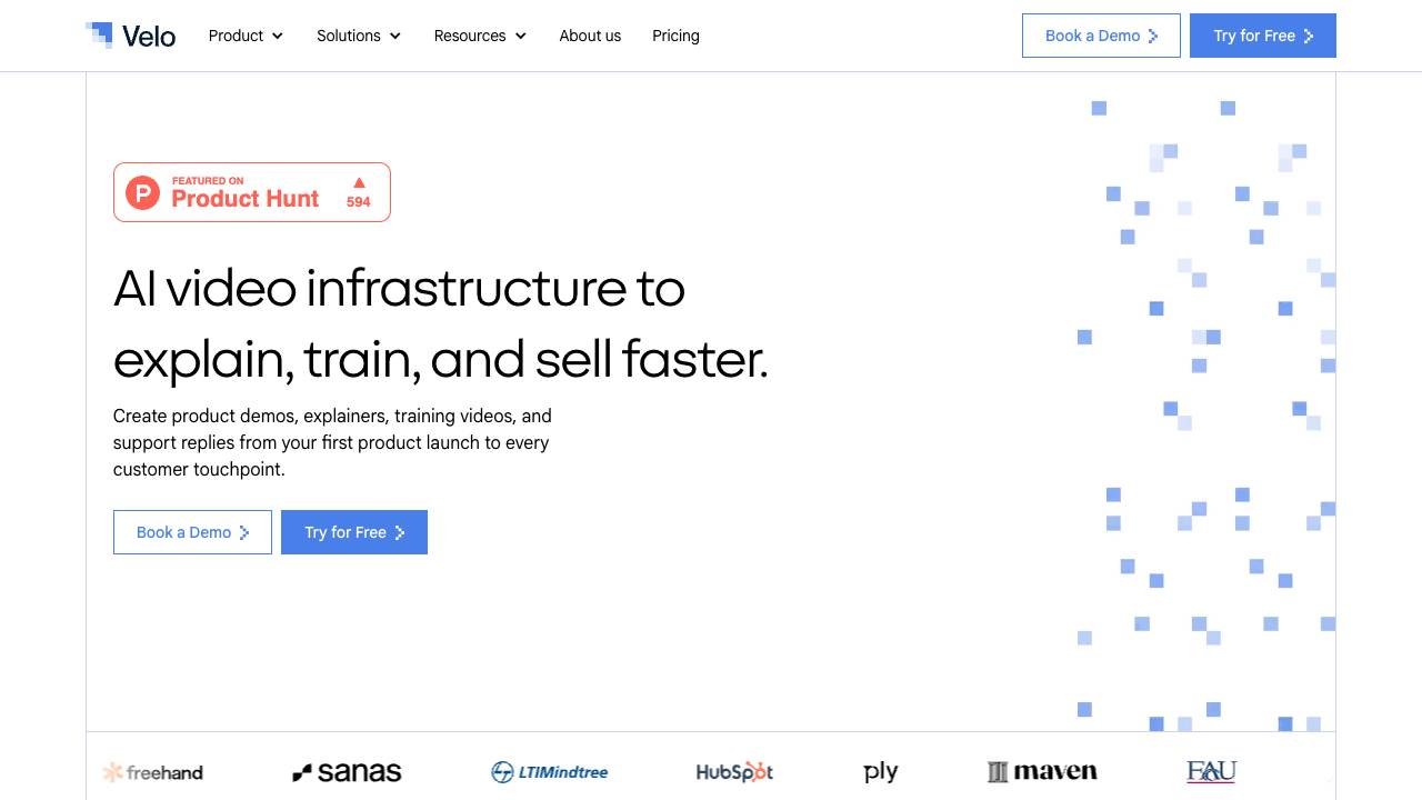 Velo website screenshot