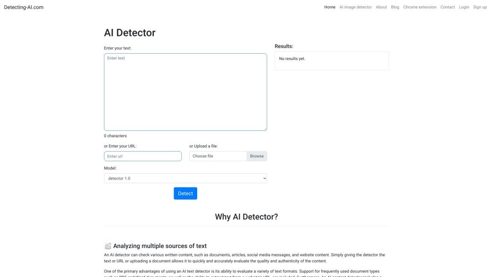 Detecting Ai Com website screenshot