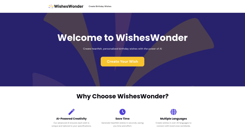 Wisheswonder website screenshot