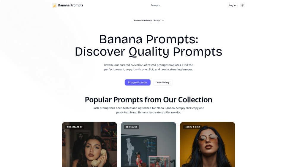 Banana Prompts website screenshot