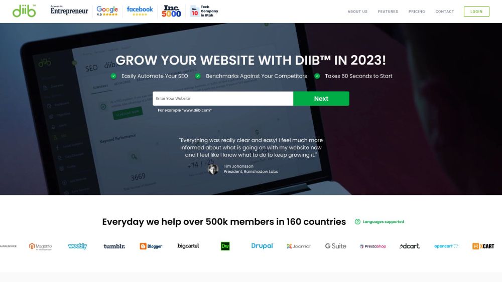 Diib website screenshot