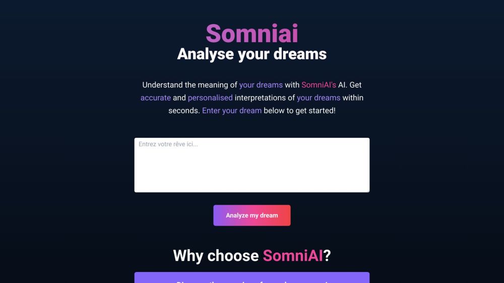 SomniAI website screenshot