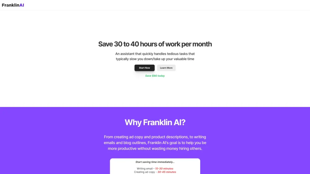 Franklin AI website screenshot
