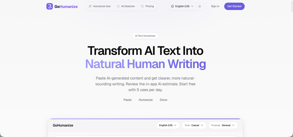 Gohumanize website screenshot