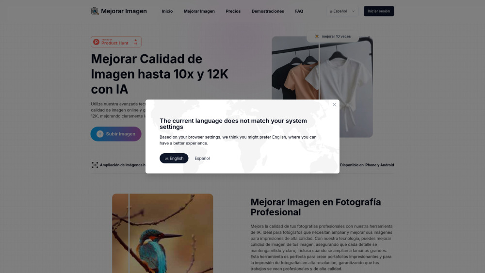 Mejorar Imagen website screenshot
