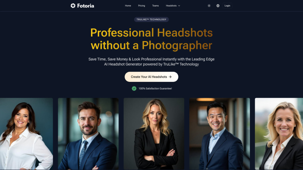 Fotoria Ai Headshot Generator website screenshot