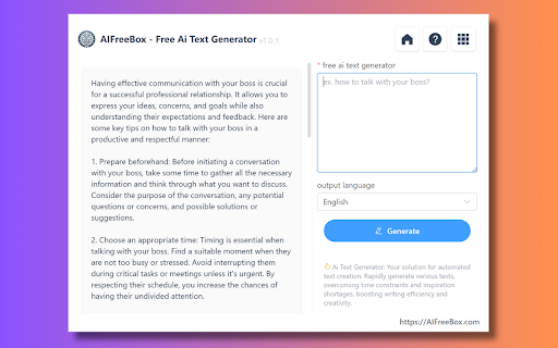 Ai Text Generator Writing Tool Aifreebox website screenshot