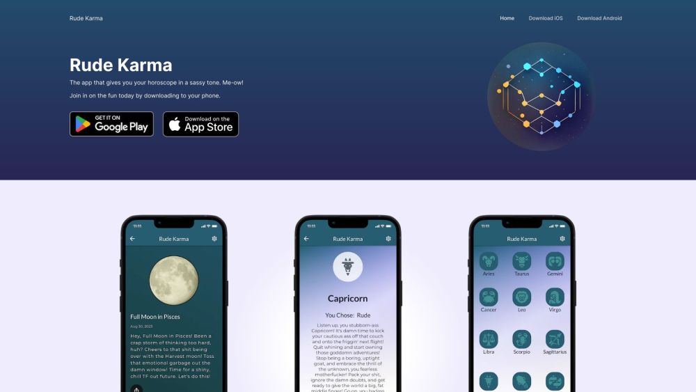 Rude Karma website screenshot