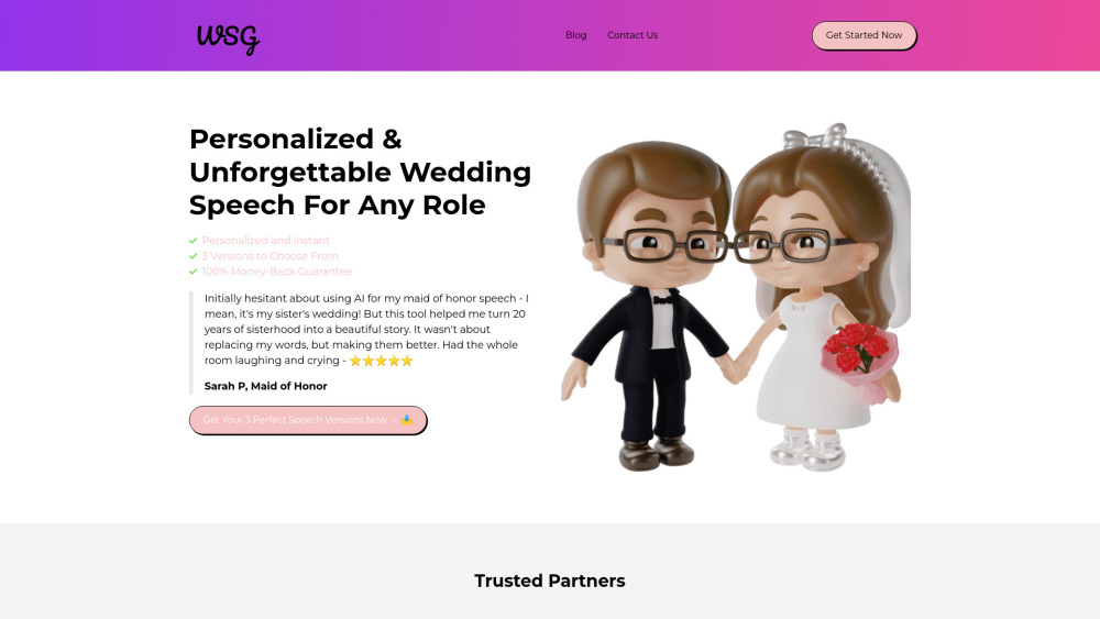 Wedding Speech Genie website screenshot
