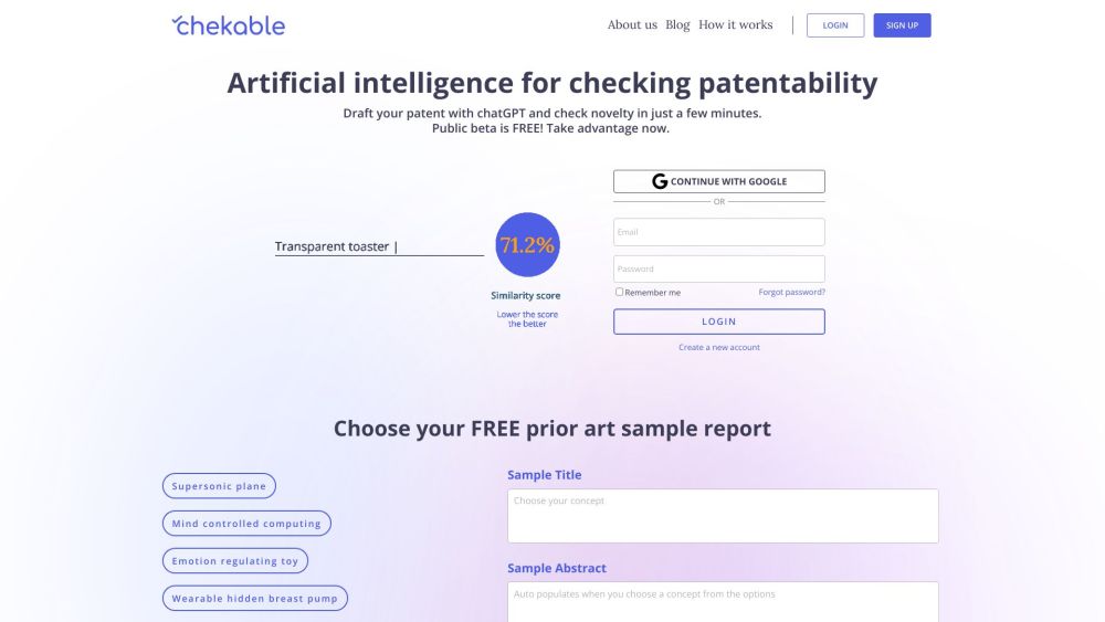 Chekable website screenshot