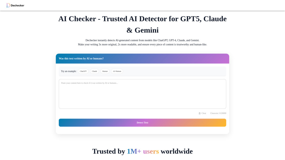 Dechecker website screenshot